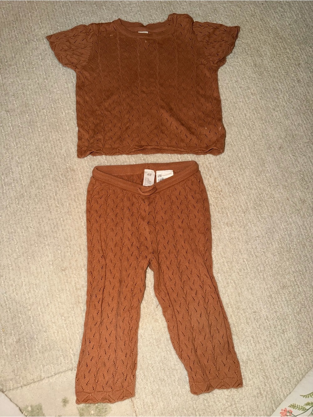 H&M Rust Brown Knit Kids Pajama Set